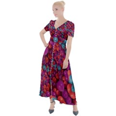 Colorful Spheres Motif Print Design Pattern Button Up Short Sleeve Maxi Dress by dflcprintsclothing