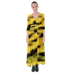 Yellow Waves Flow Series 1 Button Up Maxi Dress by DimitriosArt