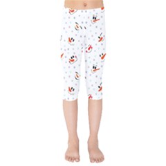 Cute Faces Of Snowmen Kids  Capri Leggings  by SychEva