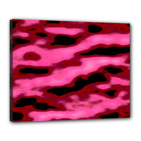 Pink  Waves Flow Series 3 Canvas 20  X 16  (stretched) by DimitriosArt