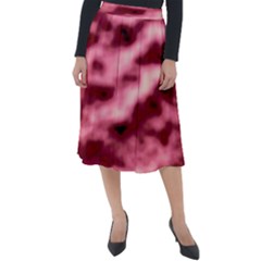 Pink  Waves Flow Series 5 Classic Velour Midi Skirt  by DimitriosArt