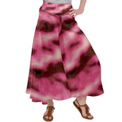 Pink  Waves Flow Series 6 Satin Palazzo Pants by DimitriosArt