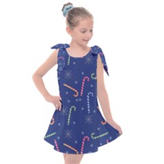 Christmas Candy Canes Kids  Tie Up Tunic Dress by SychEva