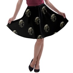 Creepy Head Sculpture With Respirator Motif Pattern A-line Skater Skirt by dflcprintsclothing