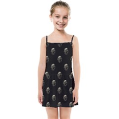 Creepy Head Sculpture With Respirator Motif Pattern Kids  Summer Sun Dress by dflcprintsclothing