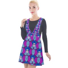 Abstract Plunge Pinafore Velour Dress by SychEva