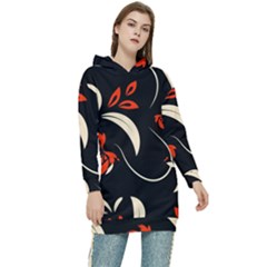 Folk Flowers Print Floral Pattern Ethnic Art Women s Long Oversized Pullover Hoodie by Eskimos