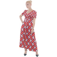 Abstract Cookies Button Up Short Sleeve Maxi Dress by SychEva