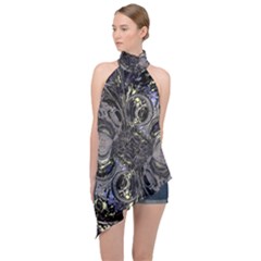 The Pollinator Halter Asymmetric Satin Top by MRNStudios