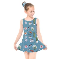 Fashionable Office Supplies Kids  Skater Dress Swimsuit by SychEva