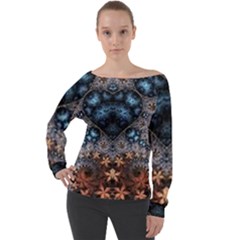 Fractal Off Shoulder Long Sleeve Velour Top by Sparkle