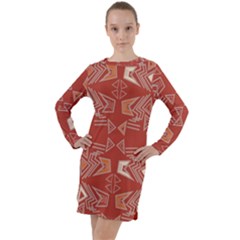 Abstract Pattern Geometric Backgrounds   Long Sleeve Hoodie Dress by Eskimos