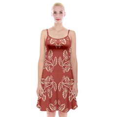 Floral Folk Damask Pattern Fantasy Flowers Floral Geometric Fantasy Spaghetti Strap Velvet Dress by Eskimos