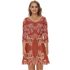 Floral Folk Damask Pattern Fantasy Flowers Floral Geometric Fantasy Shoulder Cut Out Zip Up Dress by Eskimos