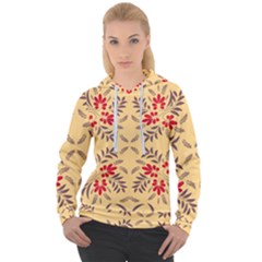 Floral Folk Damask Pattern Fantasy Flowers Floral Geometric Fantasy Women s Overhead Hoodie by Eskimos