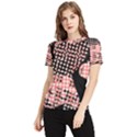 Abstrait Effet Formes Noir/Rose Women s Short Sleeve Rash Guard View1