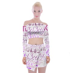 3cl3ctix Wordart Off Shoulder Top With Mini Skirt Set by 3cl3ctix