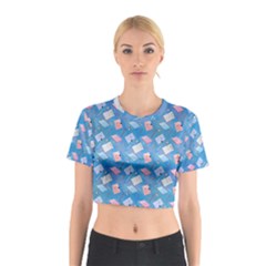 Notepads Pens And Pencils Cotton Crop Top by SychEva