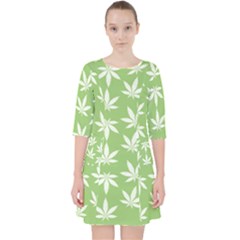 Weed Pattern Quarter Sleeve Pocket Dress by Valentinaart