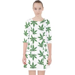 Weed Pattern Quarter Sleeve Pocket Dress by Valentinaart