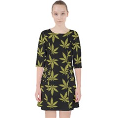 Weed Pattern Quarter Sleeve Pocket Dress by Valentinaart