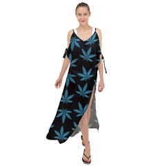 Weed Pattern Maxi Chiffon Cover Up Dress by Valentinaart