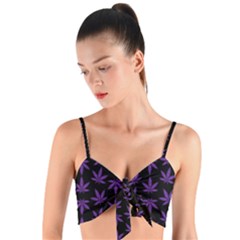 Weed Pattern Woven Tie Front Bralet by Valentinaart