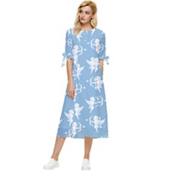 Cupid Pattern Bow Sleeve Chiffon Midi Dress by Valentinaart