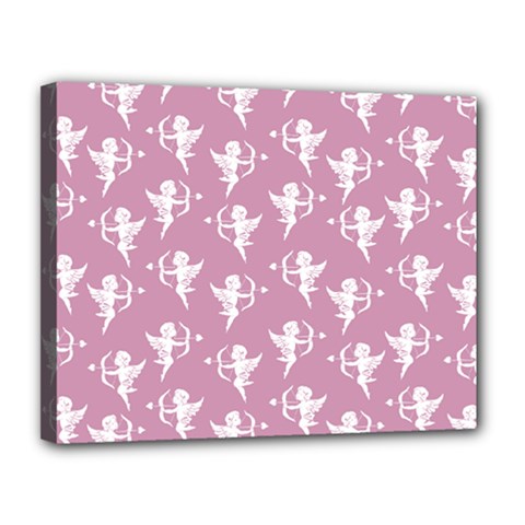 Cupid Pattern Canvas 14  X 11  (stretched) by Valentinaart