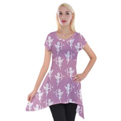 Cupid Pattern Short Sleeve Side Drop Tunic by Valentinaart