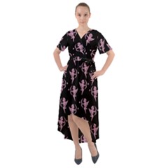 Cupid Pattern Front Wrap High Low Dress by Valentinaart