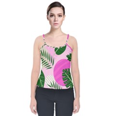 Tropical Pattern Velvet Spaghetti Strap Top by Valentinaart