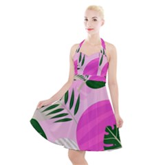 Tropical Pattern Halter Party Swing Dress  by Valentinaart