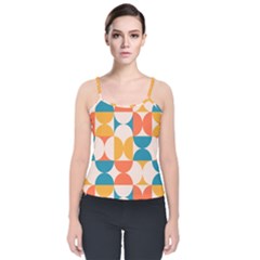 Geometric Pattern Velvet Spaghetti Strap Top by Valentinaart