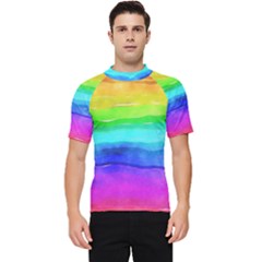 Watercolor Rainbow Men s Short Sleeve Rash Guard by Valentinaart