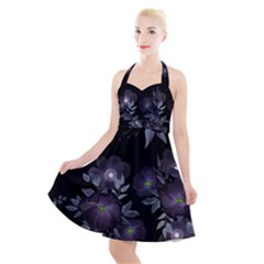 Floral Pattern Halter Party Swing Dress  by Valentinaart