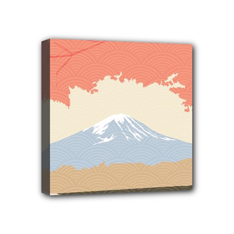 Fuji Mountain Mini Canvas 4  X 4  (framed) by Givinglala