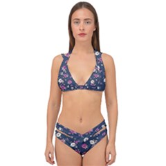 Flowers Pattern Double Strap Halter Bikini Set by Sparkle