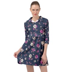 Flowers Pattern Mini Skater Shirt Dress by Sparkle