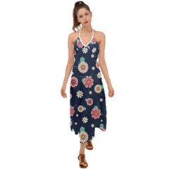 Flowers Pattern Halter Tie Back Dress  by Sparkle