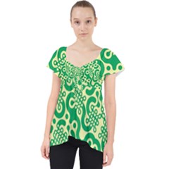 Liquid Art Pouring Abstract Seamless Pattern Lover Green Maze Lace Front Dolly Top by artico