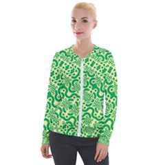 Liquid Art Pouring Abstract Seamless Pattern Lover Green Maze Velvet Zip Up Jacket by artico