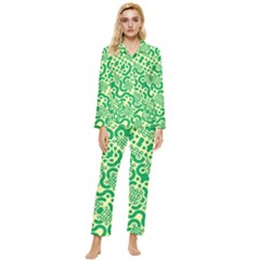 Liquid Art Pouring Abstract Seamless Pattern Lover Green Maze Womens  Long Sleeve Velvet Pocket Pajamas Set by artico