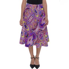 Liquid Art Pouring Abstract Seamless Pattern Tiger Eyes Perfect Length Midi Skirt by artico