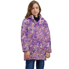 Liquid Art Pouring Abstract Seamless Pattern Tiger Eyes Kid s Hooded Longline Puffer Jacket by artico