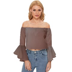 Camera Art Color Off Shoulder Flutter Bell Sleeve Top by garbd