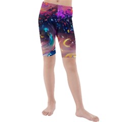 Galaxy Glass Kids  Mid Length Swim Shorts by Dazzleway