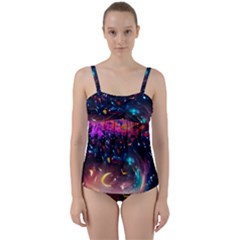 Galaxy Glass Twist Front Tankini Set by Dazzleway