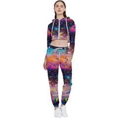 Galaxy Glass Cropped Zip Up Lounge Set by Dazzleway