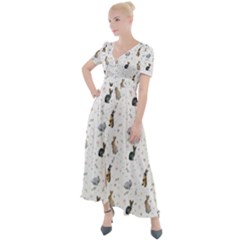 Cute Rabbit Button Up Short Sleeve Maxi Dress by SychEva